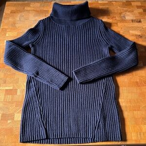 Black Rib Knit Turtleneck Sweater